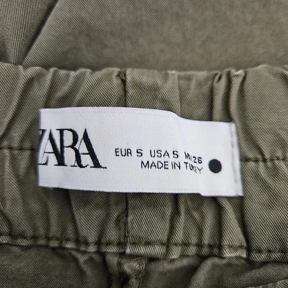 Zara Relaxed Daily Pants Olive Green Pleated High Rise Wide Barrel Ankle Pant - Picture 4 of 5